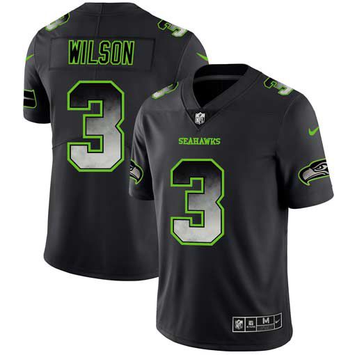 Men Seattle Seahawks #3 Wilson Nike Teams Black Smoke Fashion Limited NFL Jerseys